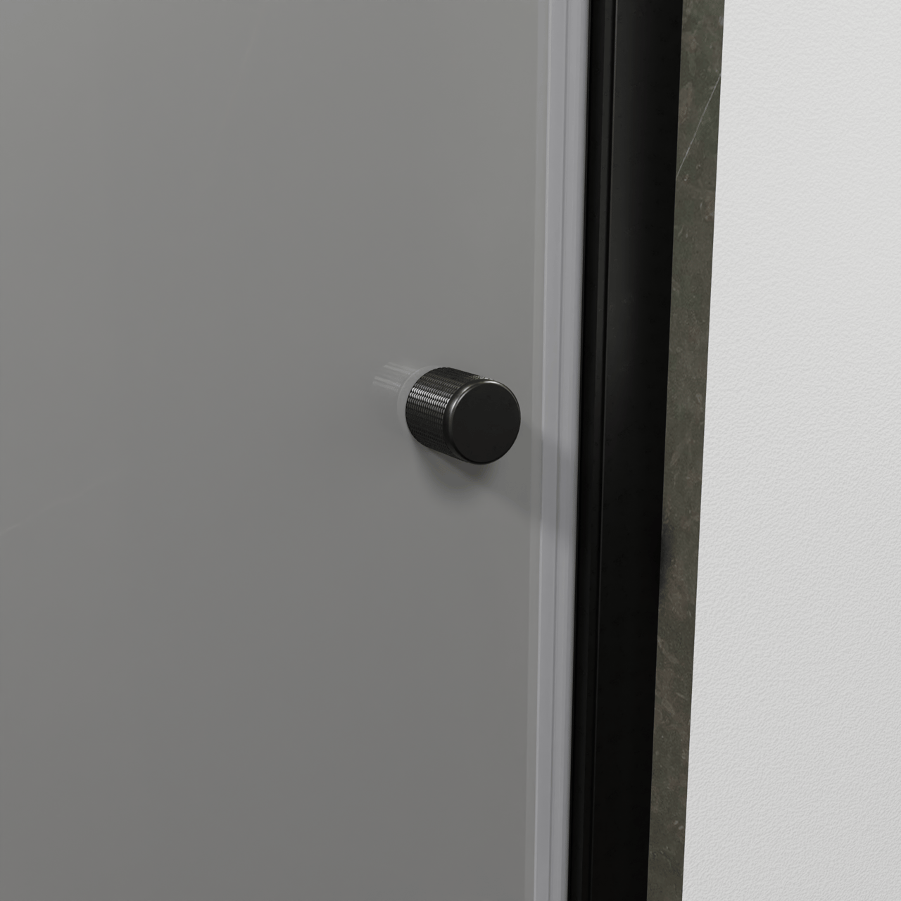 Luca Varess Kuresa douche draaideur 85 x 200 cm helder glas met matte strook mat zwart profiel