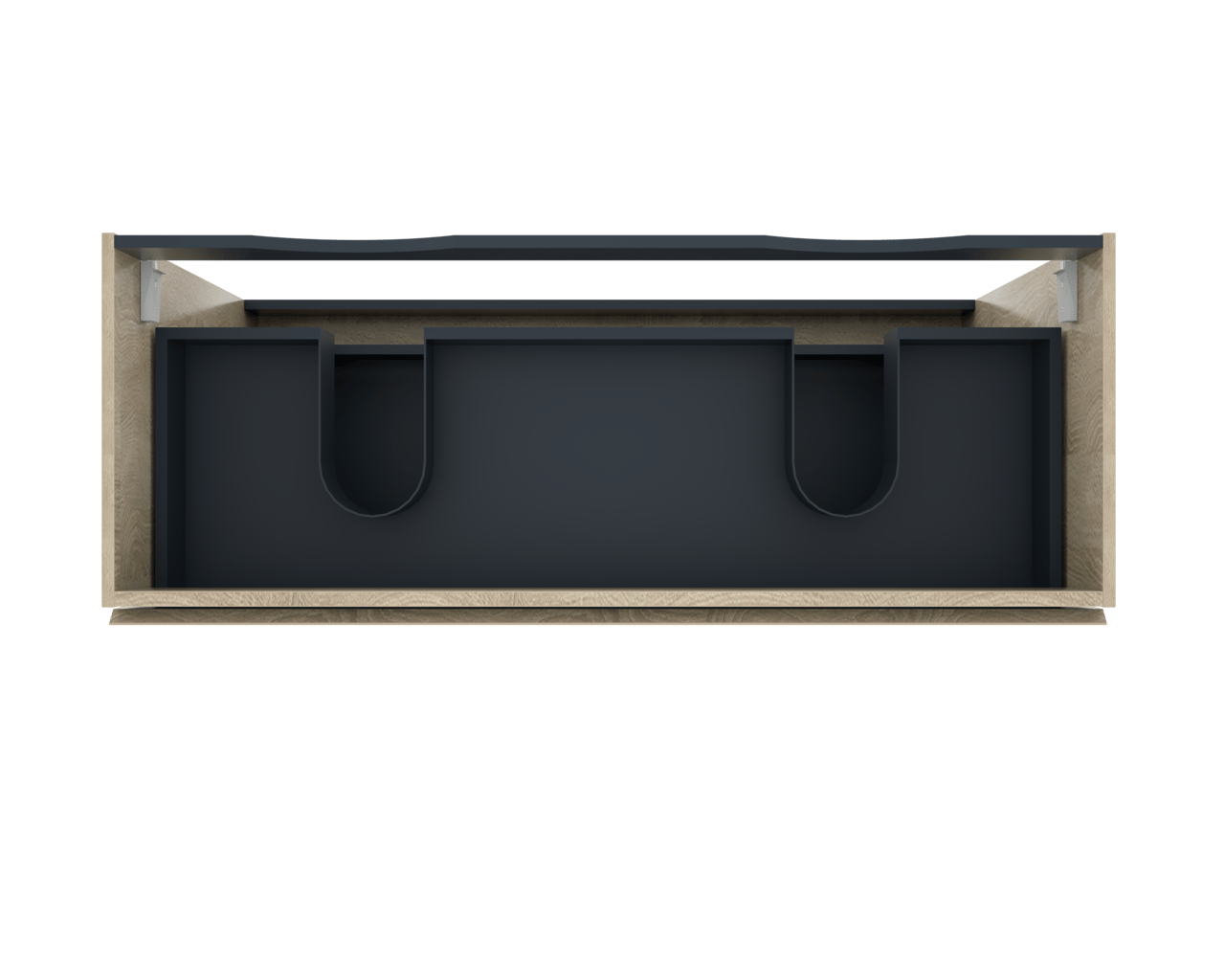 Linie Lado staande wastafelonderkast 120 x 46 cm wit eiken 3 lades 2 sifonuitsparingen