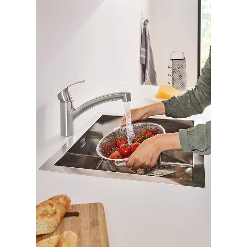 Grohe Eurosmart keukenkraan met uittrekbare handdouche Supersteel