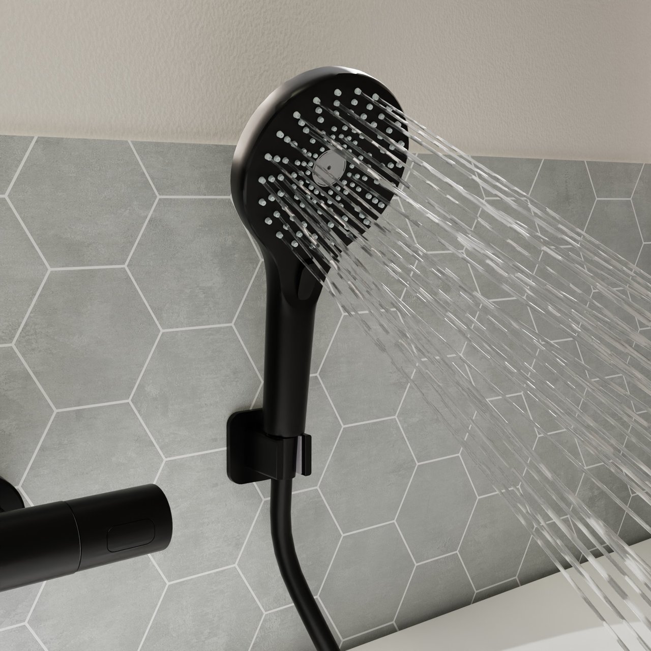 Blaufoss Onos Handbrause 3 Strahlfunktionen Schwarz Matt