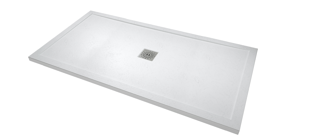 Linie Lido Duschwanne: 160 x 90 cm, Marmorkomposit, Weiße Schieferstruktur, matt