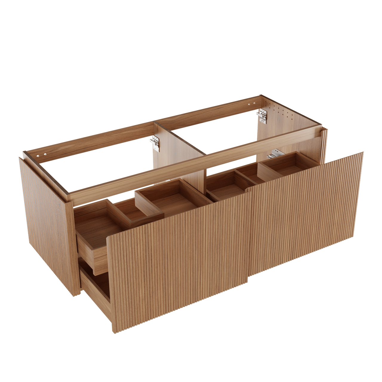 Balmani Eclips hängendes möbelstück Waschtischunterschränke 150 x 55 cm Teak 4 Schubladen Vert. Sym. Rippe