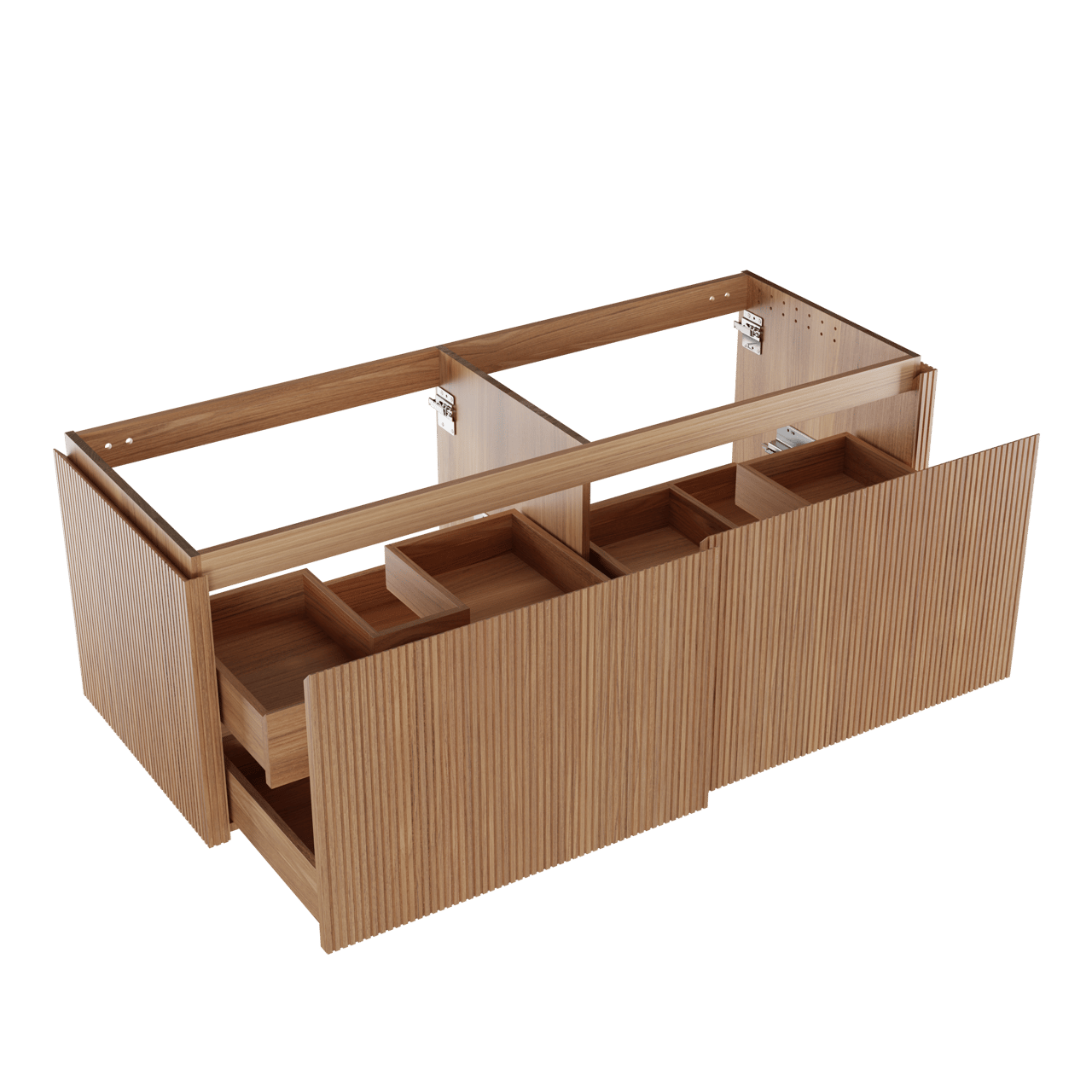 Balmani Eclips hängendes möbelstück Waschtischunterschränke 150 x 55 cm Teak 4 Schubladen Vert. Sym. Rippe