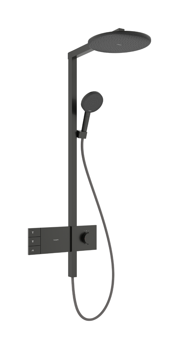 Hansgrohe Raindance Alive S 300 2jets Showerpipe Duschsystem mit Thermostatbatterie: Wandmontage, Brushed Black Chrome