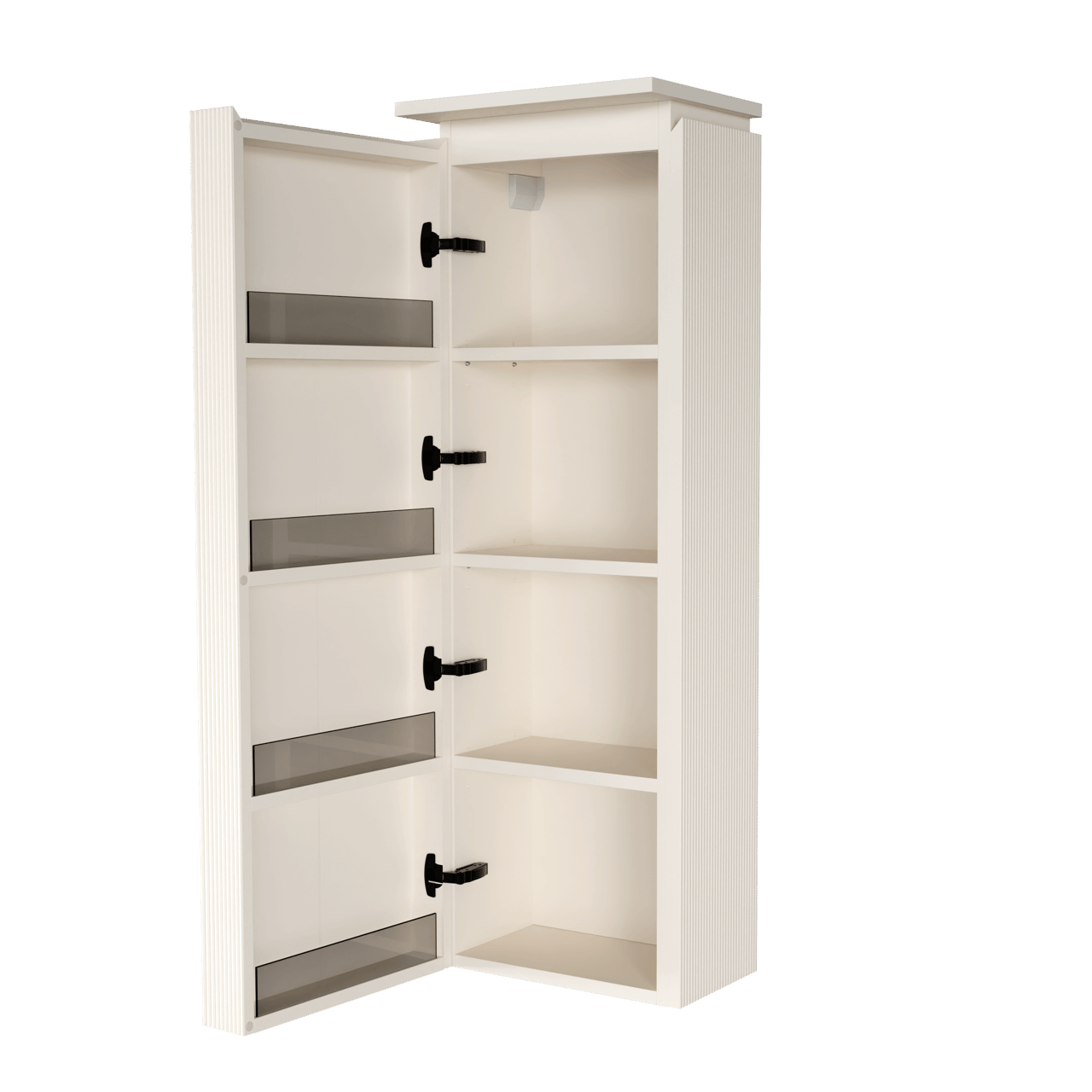 Balmani Ecilps Ribs zwevende kolomkast links Sandbeige 44 x 32 x 130 cm vert. sym. groef