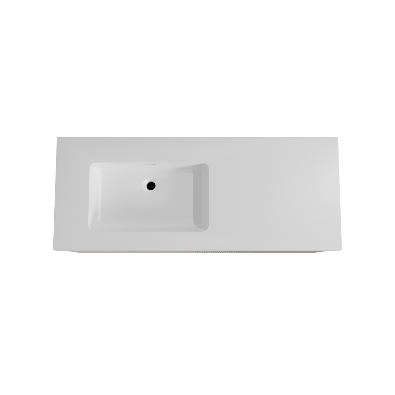 Storke Ribs hängendes Möbelstück Set: 130 x 52 cm, Seidengrau, mit Mata High Waschtisch links, Solid Surface, Weiß matt, Vertikale symmetrische gerade Rippe