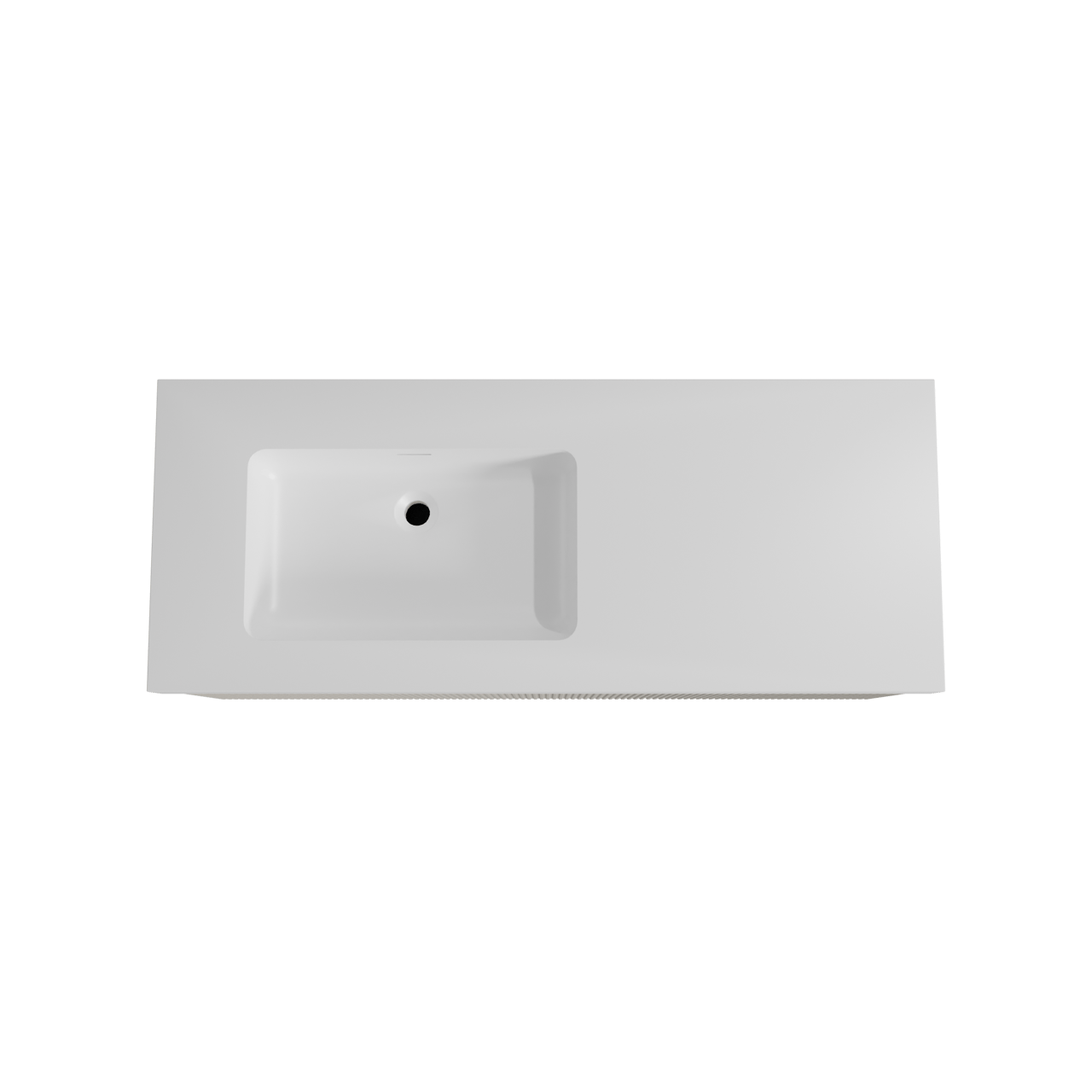 Storke Ribs zwevend badkamermeubel 130 x 52 cm zijdegrijs met Mata High asymmetrisch linkse wastafel in solid surface mat wit, Verticale symmetrische rechte ribbel