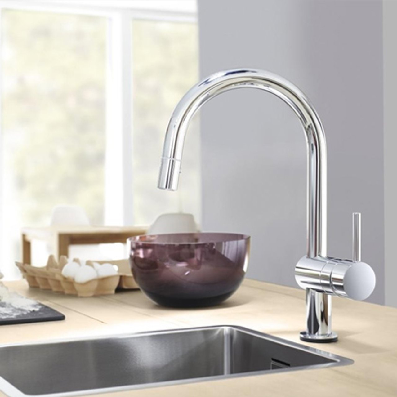 Grohe Minta C-uitloop keukenkraan met uittrekbare kop chroom 32321002