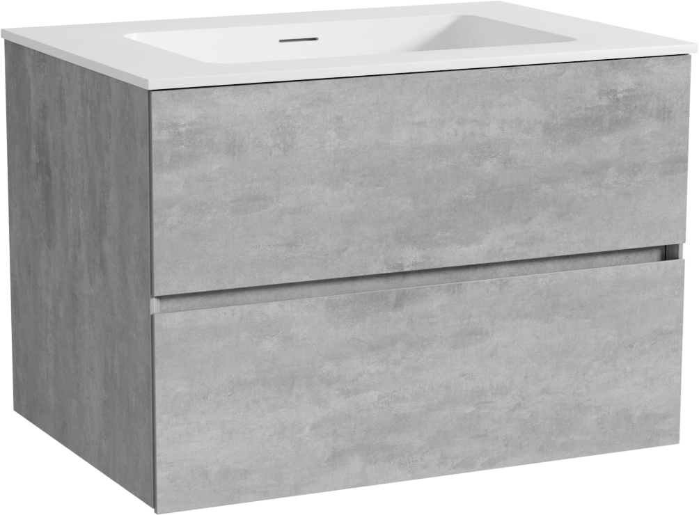 Storke Edge zwevend badmeubel 75 x 52 cm beton donkergrijs met Mata enkele wastafel in solid surface mat wit