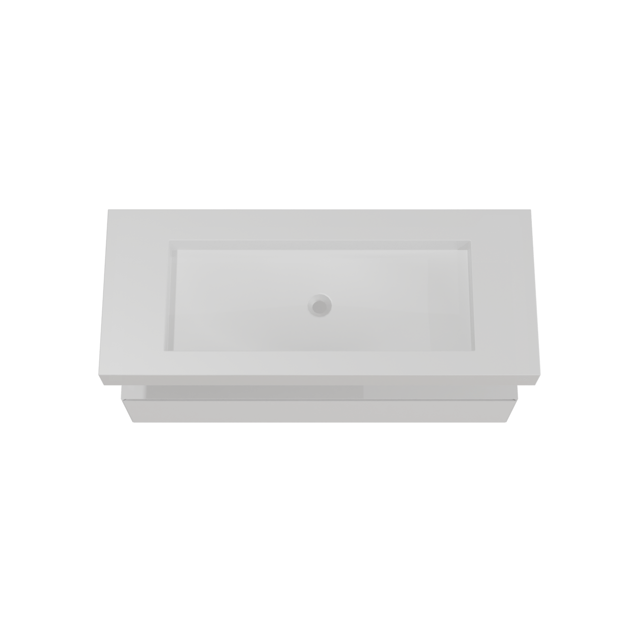 Balmani Mitra Elements hängendes Möbelstück Set: 135 x 55 cm, Weiß matt mit Modus Einzelwaschtisch für 2 Armaturenlöcher, Solid Surface Weiß matt