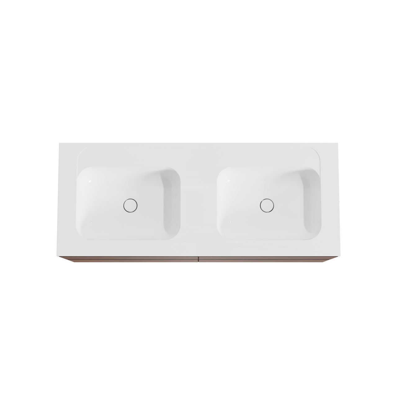 Balmani Mitra meuble salle de bains suspendu 135 x 55 cm noyer avec Tablo Strada double vasque en marbre composite blanc brillant