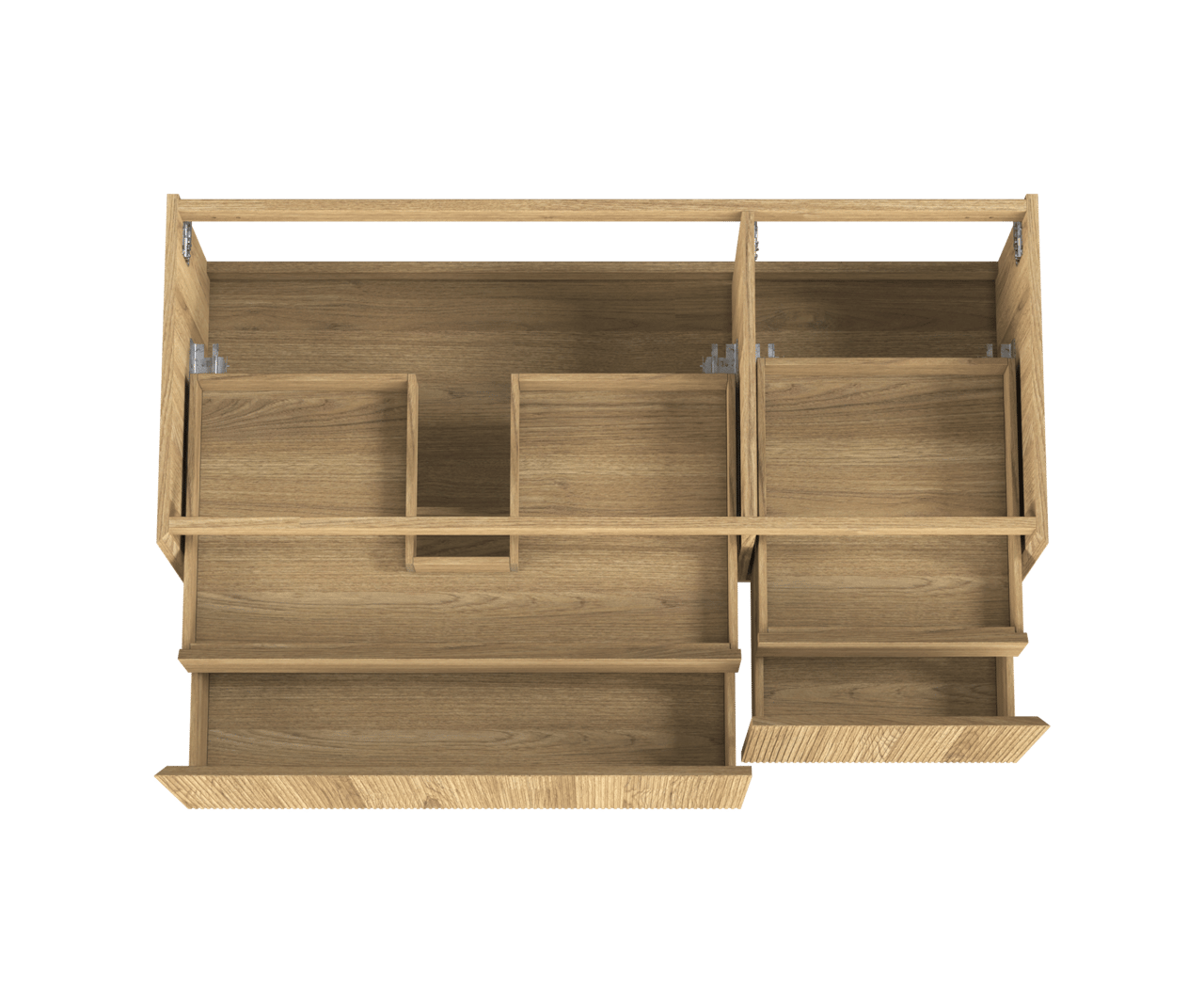 Balmani Fila meuble sous-lavabo suspendu 135 x 55 cm asymétrique gauche placage chêne naturel 4 tiroirs