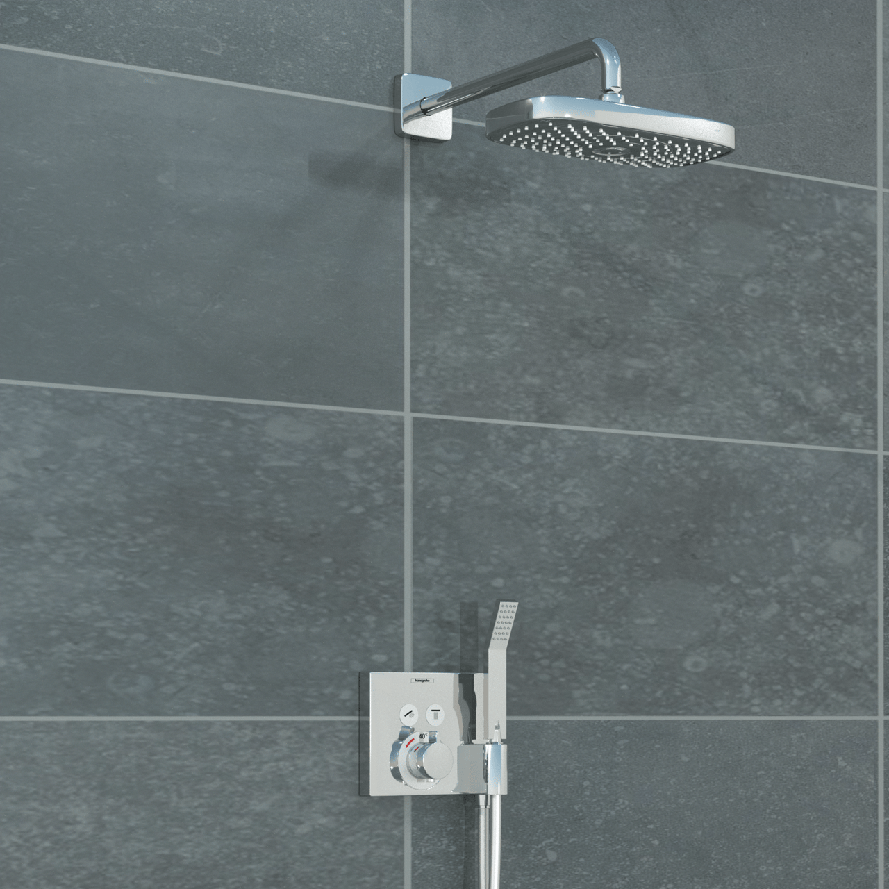 Hansgrohe Raindance Select E 300 Regendusche Duschkopf: Rechteckig, Wandmontage, 30 cm, Chrom Glänzend