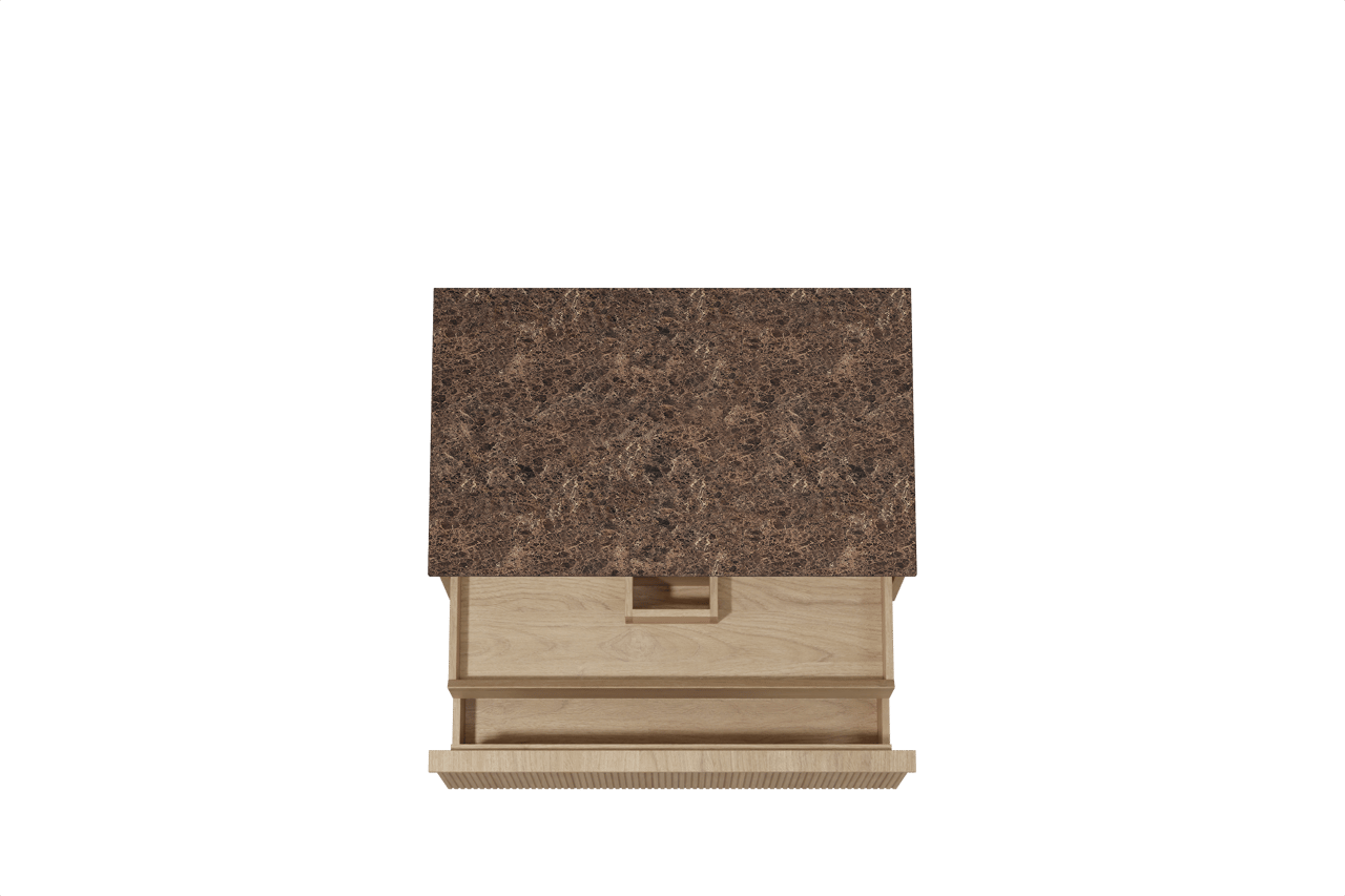 Balmani Forma hängendes Möbelstück Set: 90 x 55 cm, Naturbelassene Eiche, mit Stretto Einzel Waschtischplatte, Marmor, Dark Emperador, Vertikale symmetrische gerade Rippe