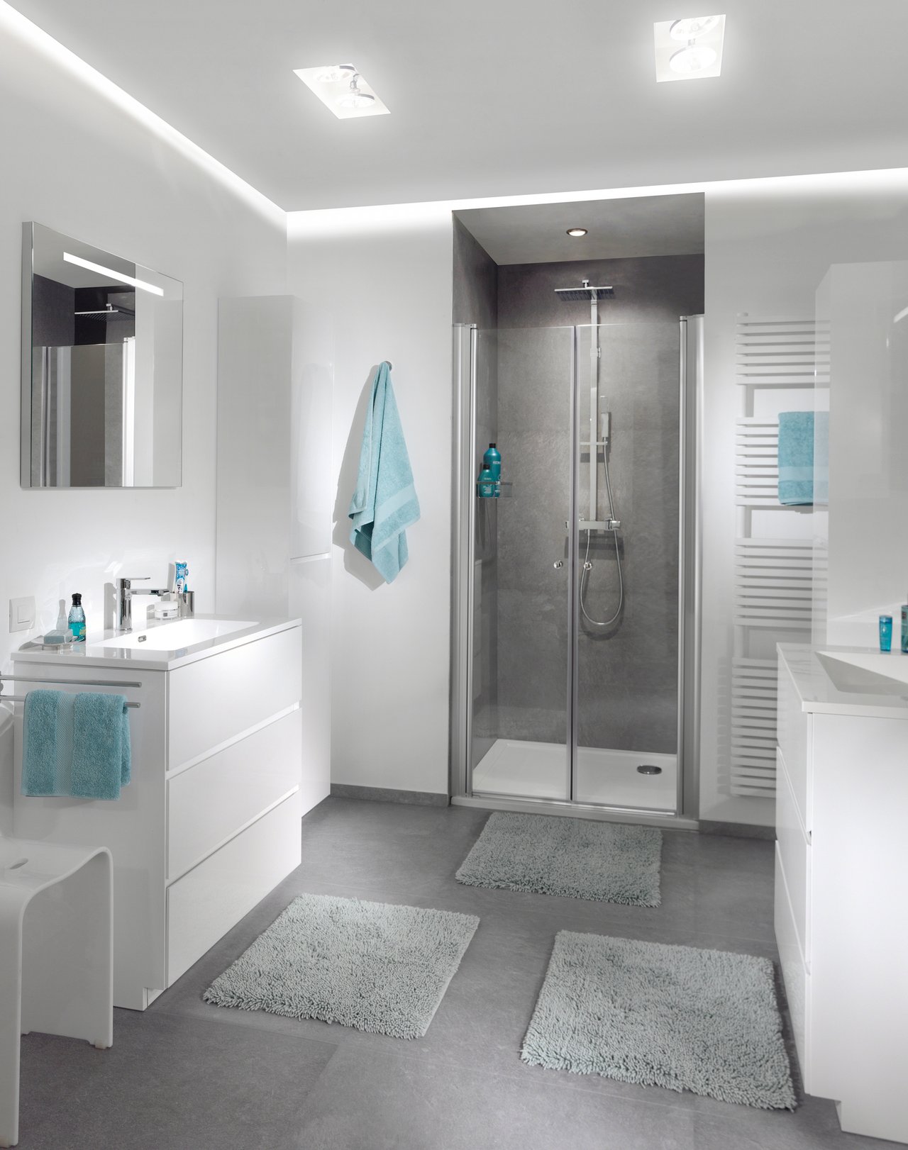 Storke Edge meuble sous-lavabo a poser 80 x 46 cm blanc brillant 3 tiroirs