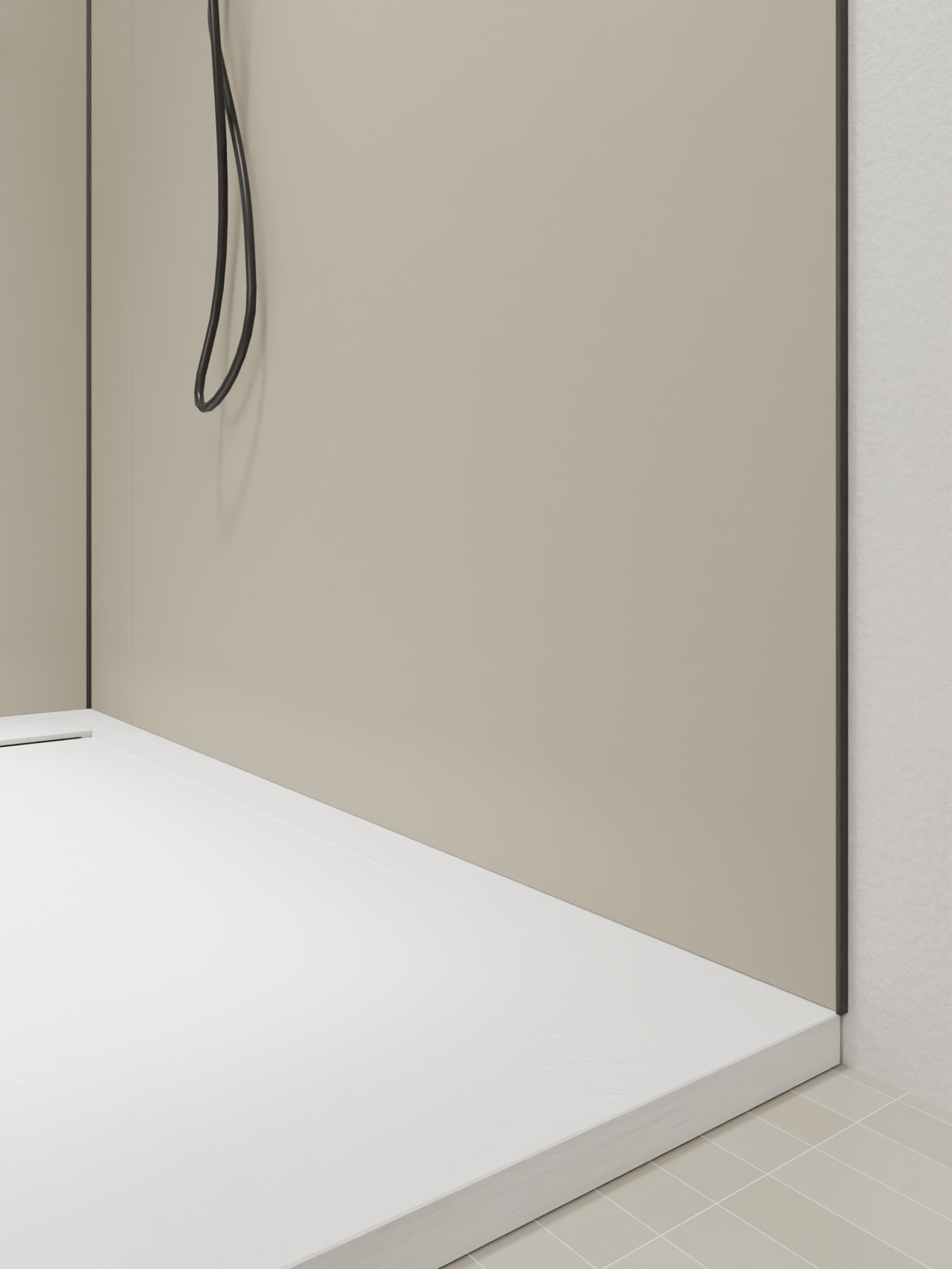 Luca Varess Artdeco Duschrückwand: 90 x 244 cm, Alu-Komposit, Beige matt