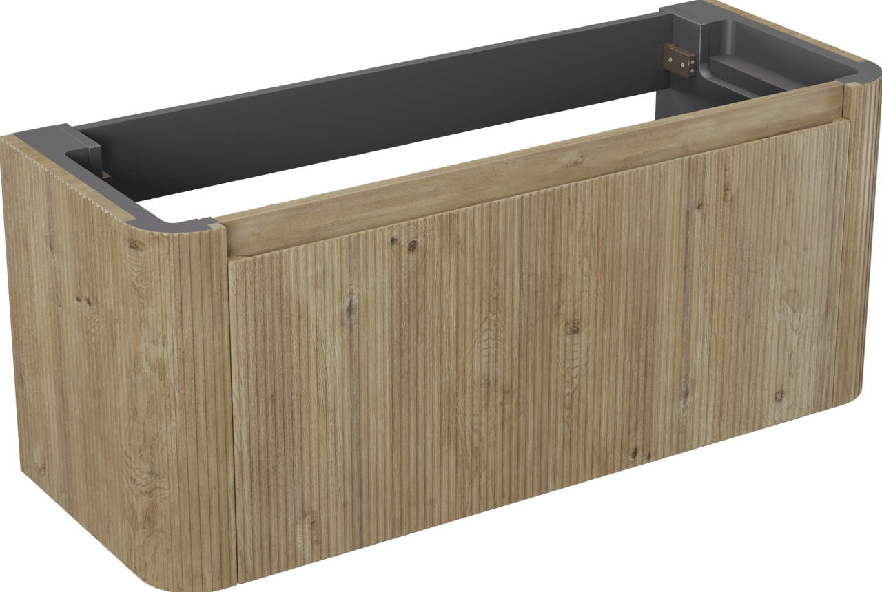 Storke Soft  hängendes möbelstück Waschtischunterschränke 120 x 46 cm Eiche rau 2 Schubladen Vert. Sym. Rippe