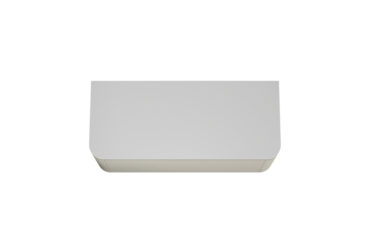 Balmani Moon meuble salle de bains suspendu 130 x 55 cm soie grise avec Moon tablette simple ou double en solid surface blanc mat