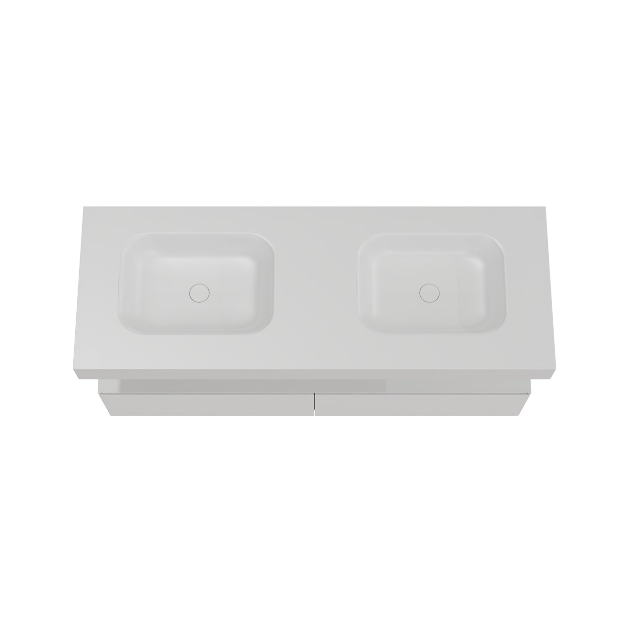 Balmani Mitra Elements hängendes Möbelstück Set: 150 x 55 cm, Weiß matt mit Arcato Doppelwaschtisch, Solid Surface Weiß matt