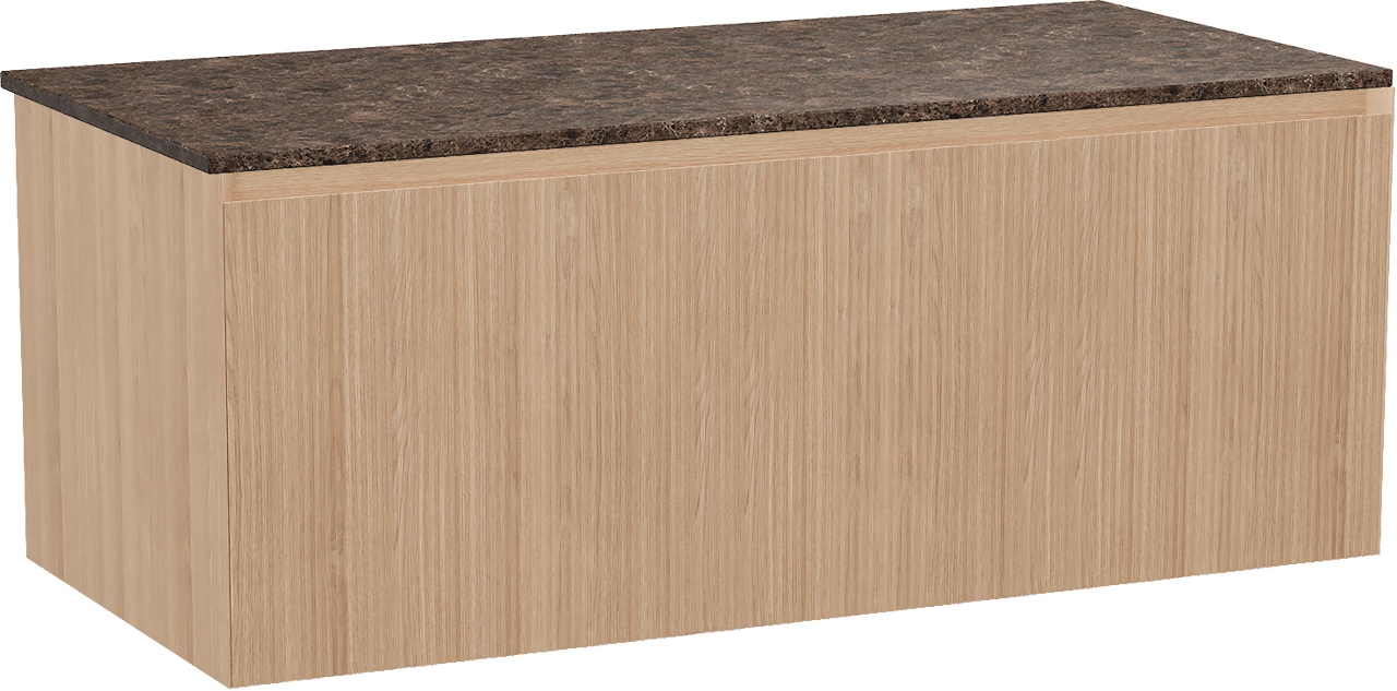 Balmani Fila meuble salle de bains suspendu 120 x 55 cm chêne naturel avec Stretto tablette simple ou double en marbre dark emperador, Nervure droite symétrique verticale