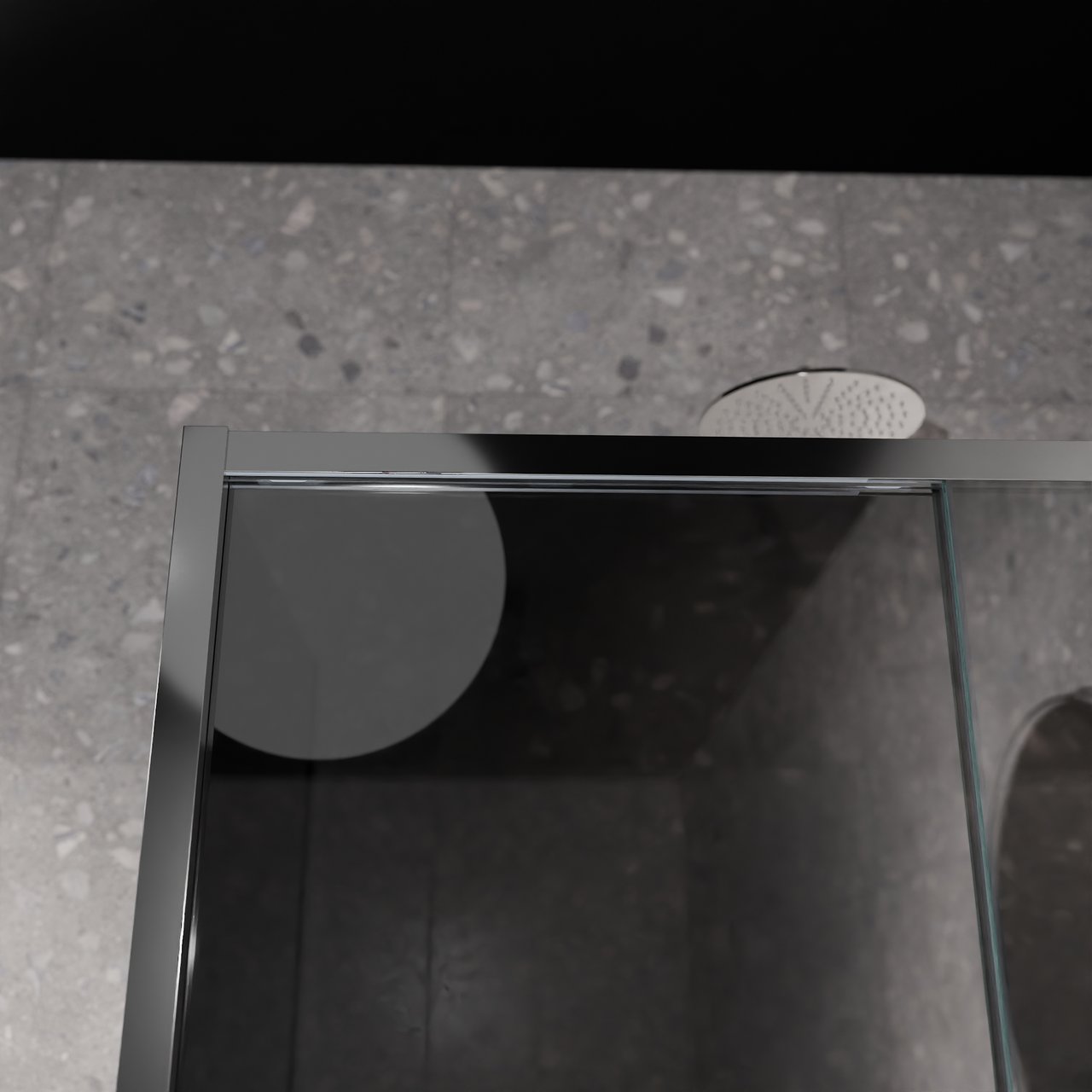 Balmani Senses Design douche d'angle avec porte coulissante à droite et paroi latérale fixe, 160 x 80 cm, Verre miroir reflex, Profil Chrome brillant, coating inclus