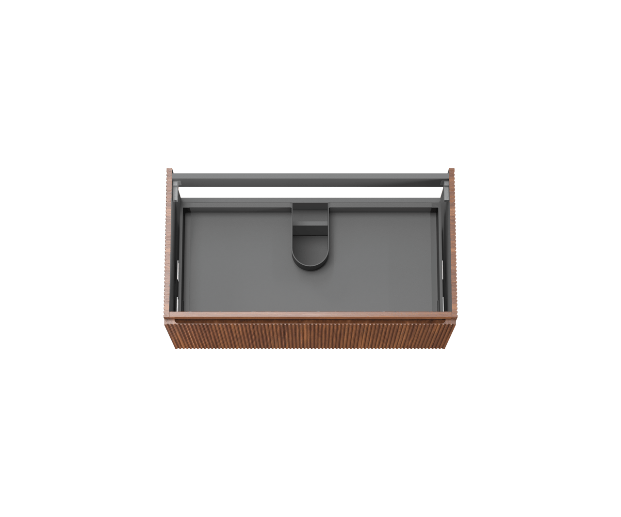 Storke Ribs meuble sous-vasque suspendu 95 x 52 cm noyer 2 tiroirs