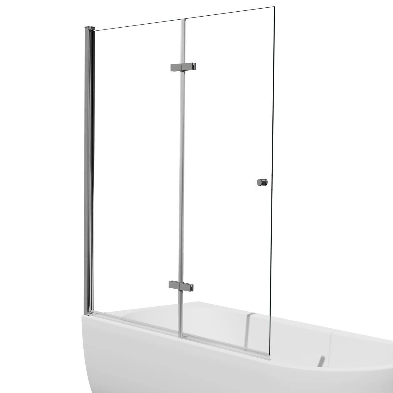 Luca Varess Kuresa pare-baignoire pliant en 2 pièces 140 cm verre transparent profil chrome brillant