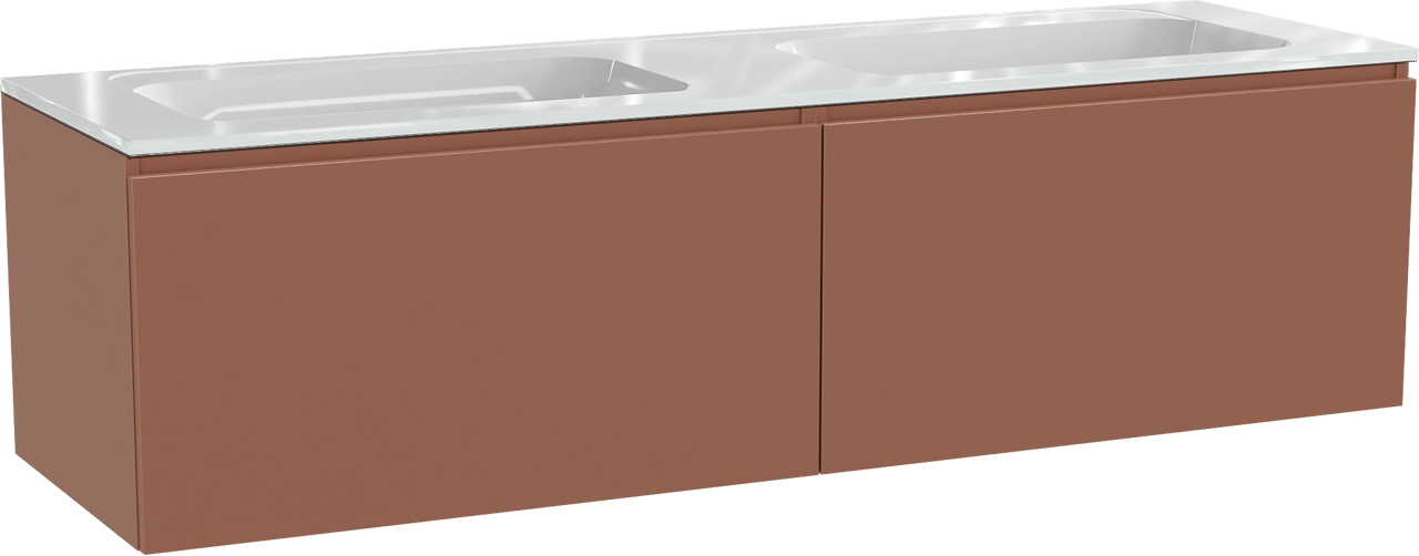 Balmani Sfera meuble salle de bains suspendu 180 x 55 cm cotto avec Tablo Strada double vasque en marbre composite blanc brillant