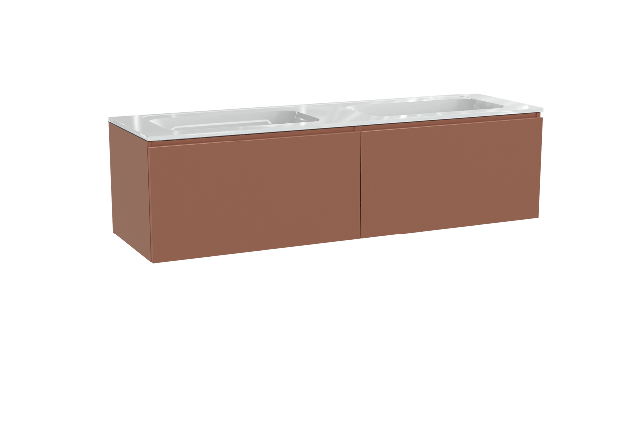 Balmani Sfera meuble salle de bains suspendu 180 x 55 cm cotto avec Tablo Strada double vasque en marbre composite blanc brillant