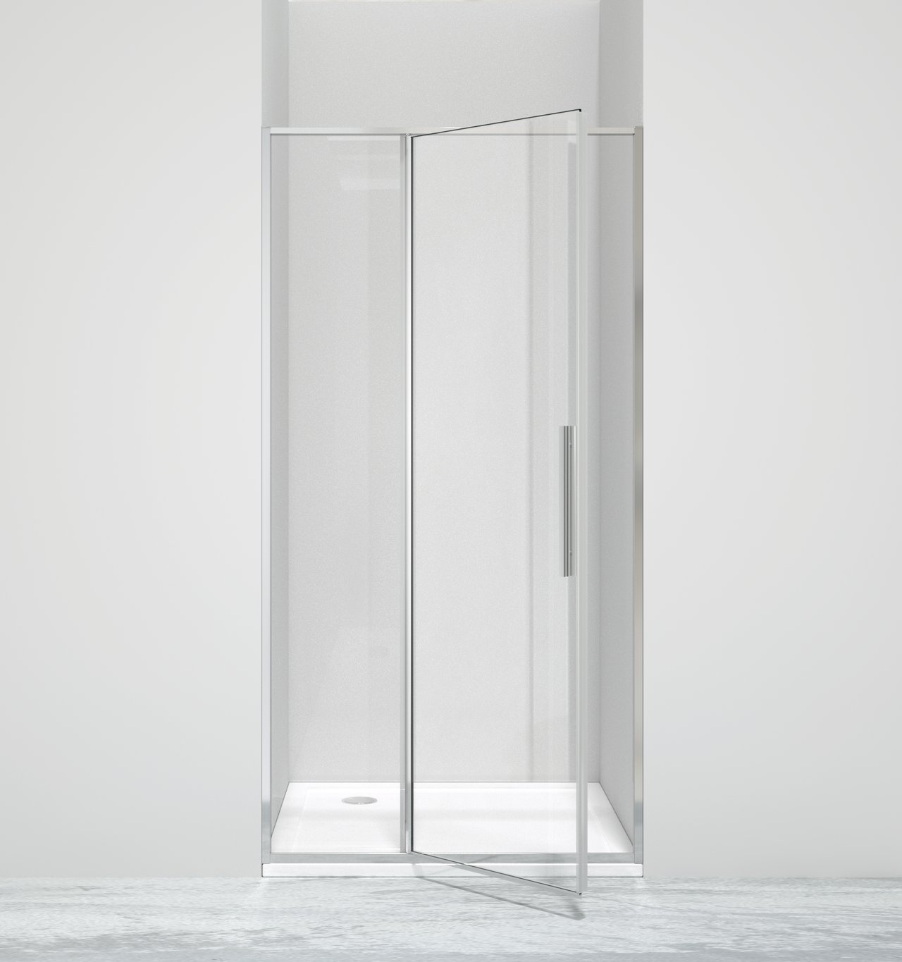Luca Varess Morano porte pivotante 100 x 190 cm verre transparent profil chrome brillant