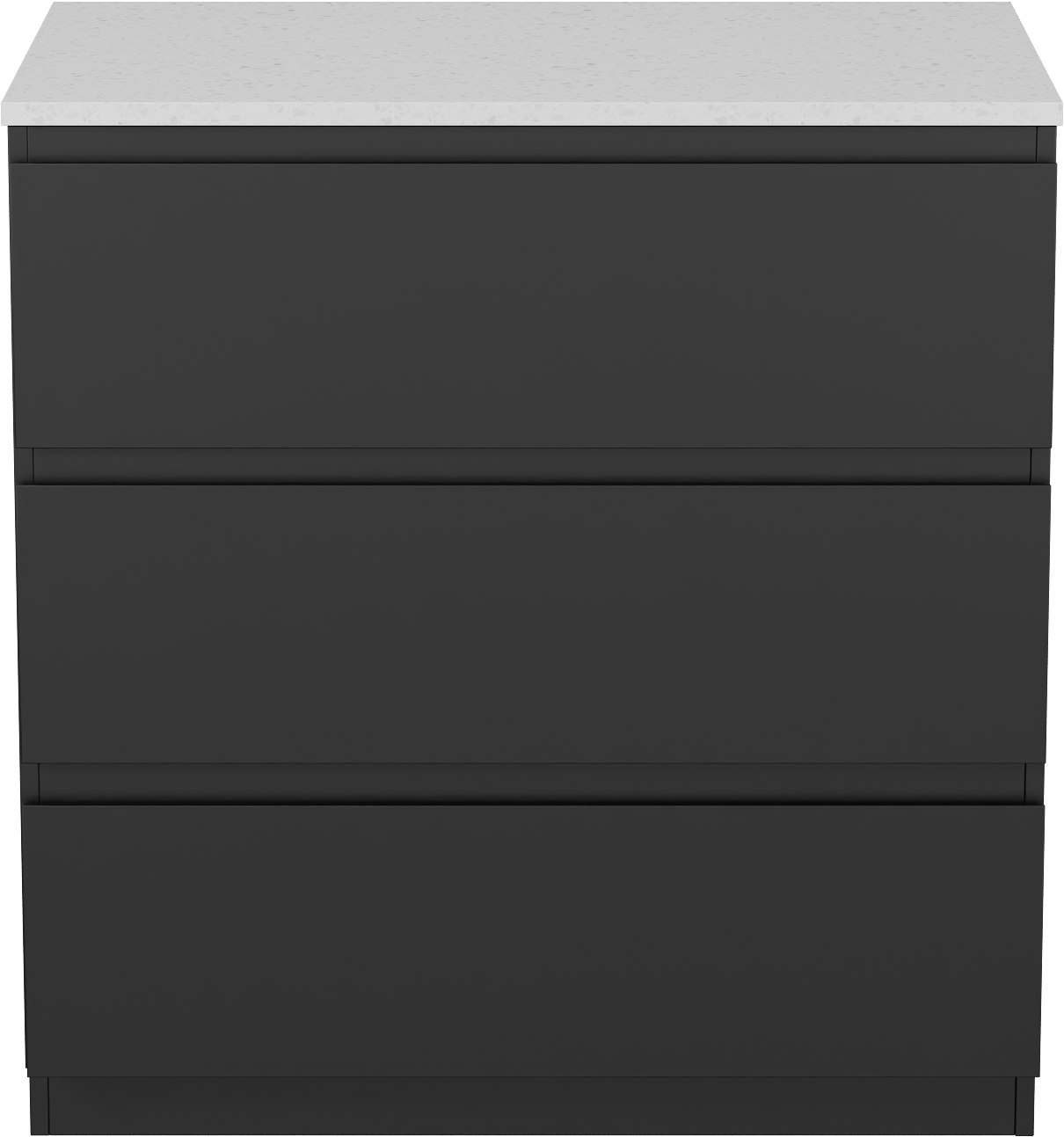 Linie Lado meuble salle de bains à poser 80 x 46 cm noir mat avec Lado tablette simple en mélaminé terrazzo blanc