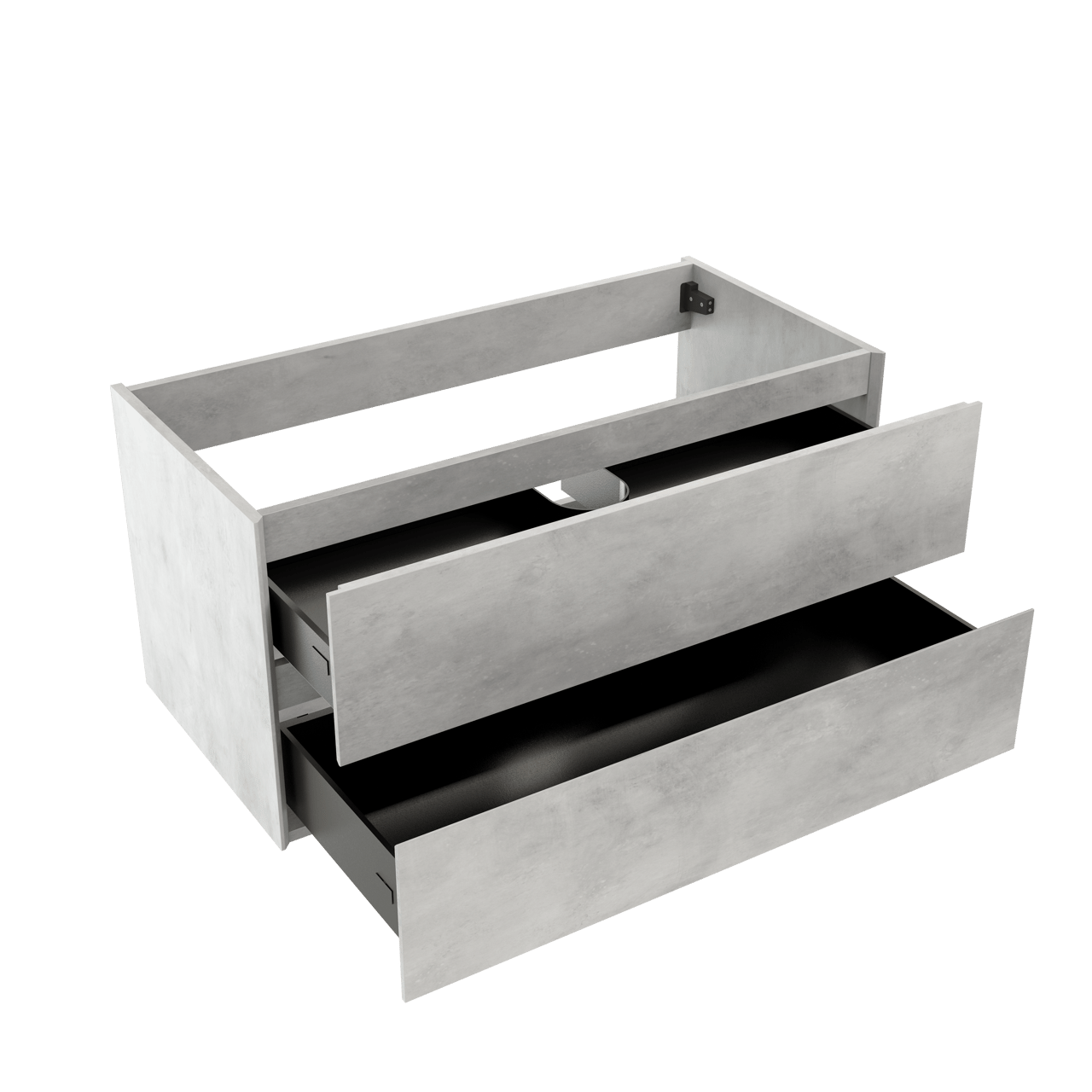 Storke Edge zwevende wastafelonderkast 105 x 52 cm beton zilvergrijs 2 lades