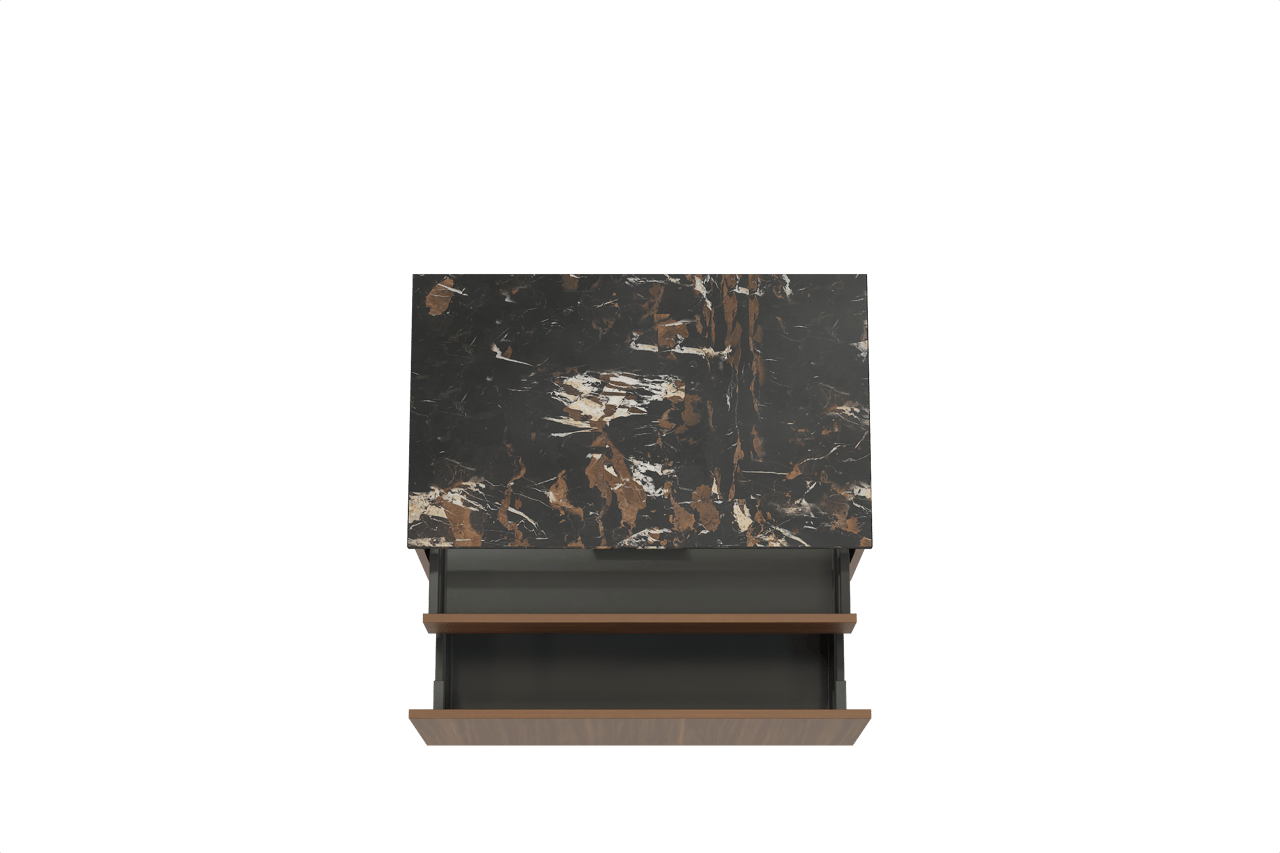 Balmani Sfera meuble salle de bains suspendu 90 x 55 cm noyer américain avec Stretto tablette simple en marbre portoro gold