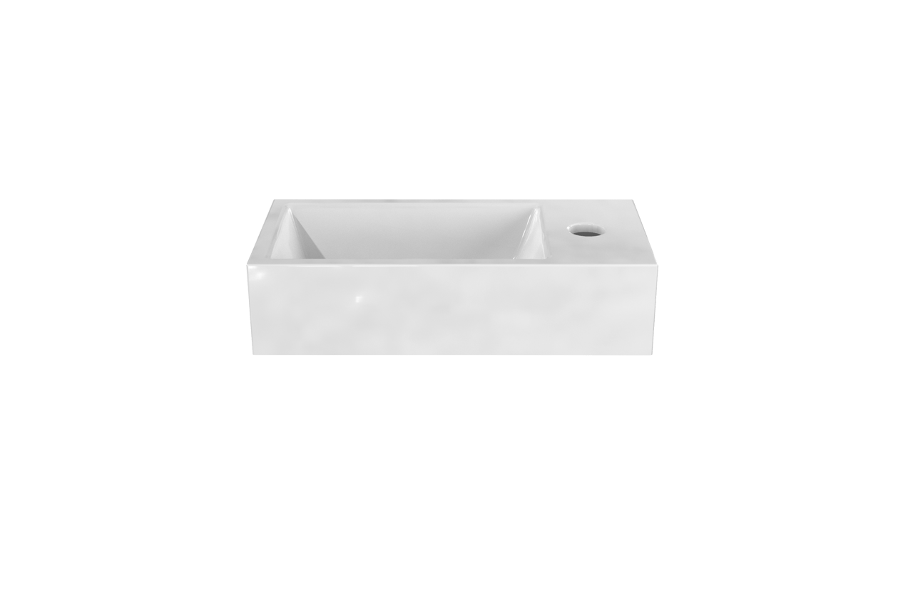 Luca Varess Cubic handenwasser 36,5 x 18 cm glanzend witte porselein