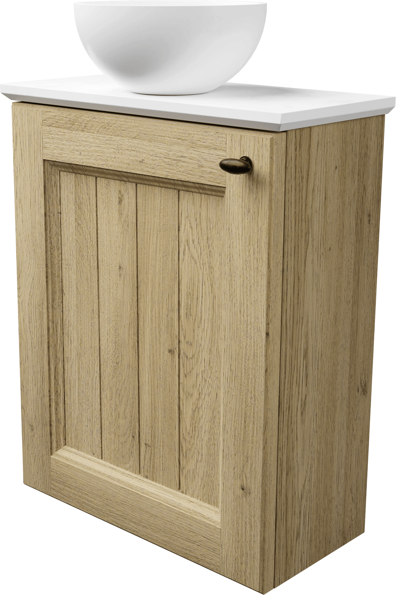 Balmani Lemon zwevend toiletmeubel 42 x 21 cm verweerd eiken met Facetta wastafelblad en Jazz waskom in matte Solid Surface