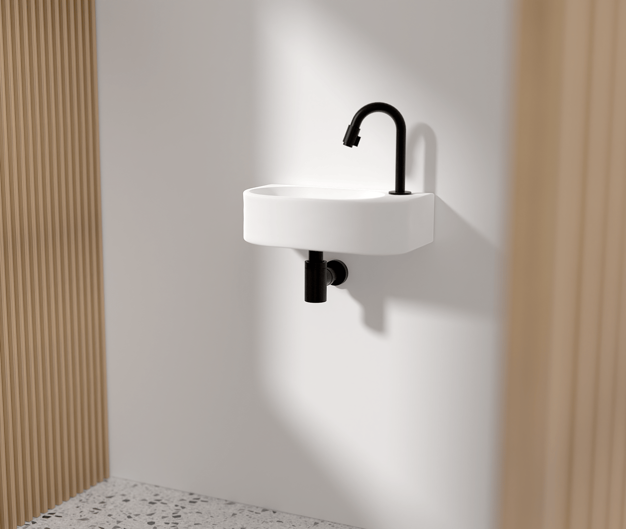 Luca Varess Rondo handenwasser 41 x 22 cm Mat Witte porselein