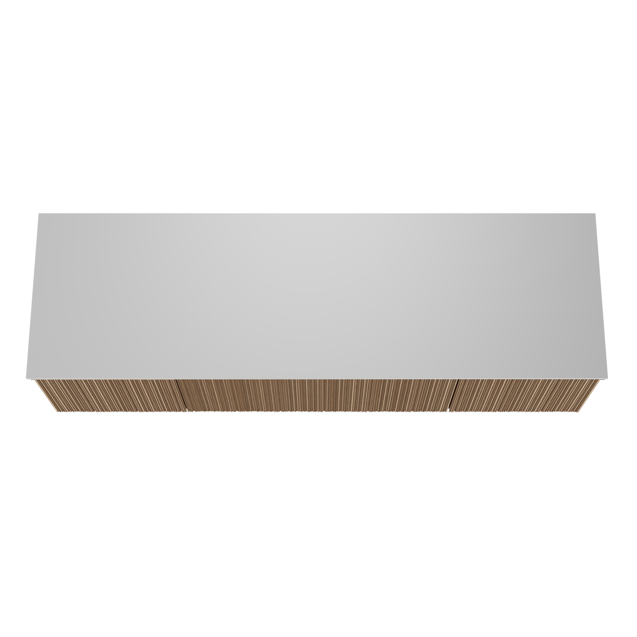 Balmani Forma zwevend badmeubel 180 x 55 cm naturel eiken met Stretto enkel of dubbel wastafelblad in solid surface mat wit, Verticale asymmetrische ronde ribbel