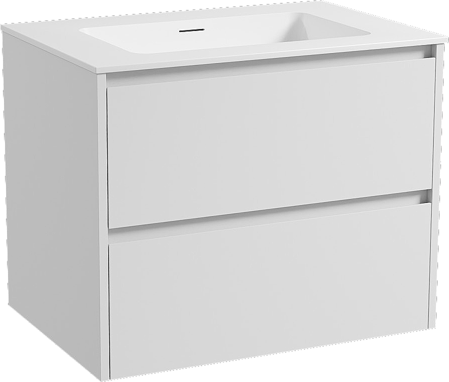 Storke Seda meuble salle de bains suspendu 75 x 52 cm blanc mat avec Mata plan simple en solid surface blanc mat