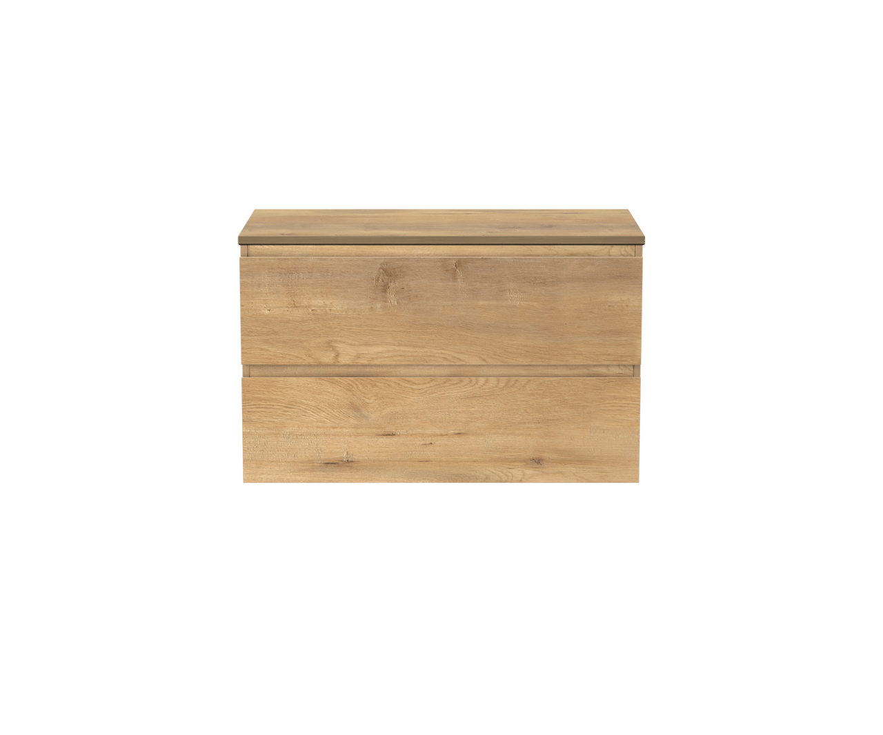 Linie Lado hängendes Möbelstück Set: 90 x 46 cm, Naturbelassene Eiche, mit Lado Einzel Waschtischplatte, Melamin Naturbelassene Eiche