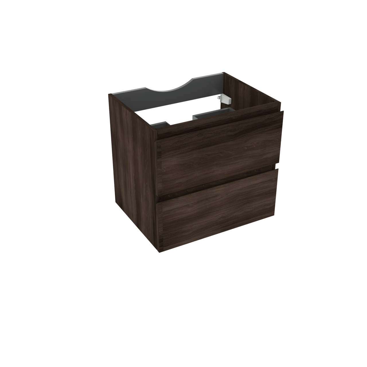Linie Lado zwevende wastafelonderkast 60 x 46 cm donkere notenhout 2 lades