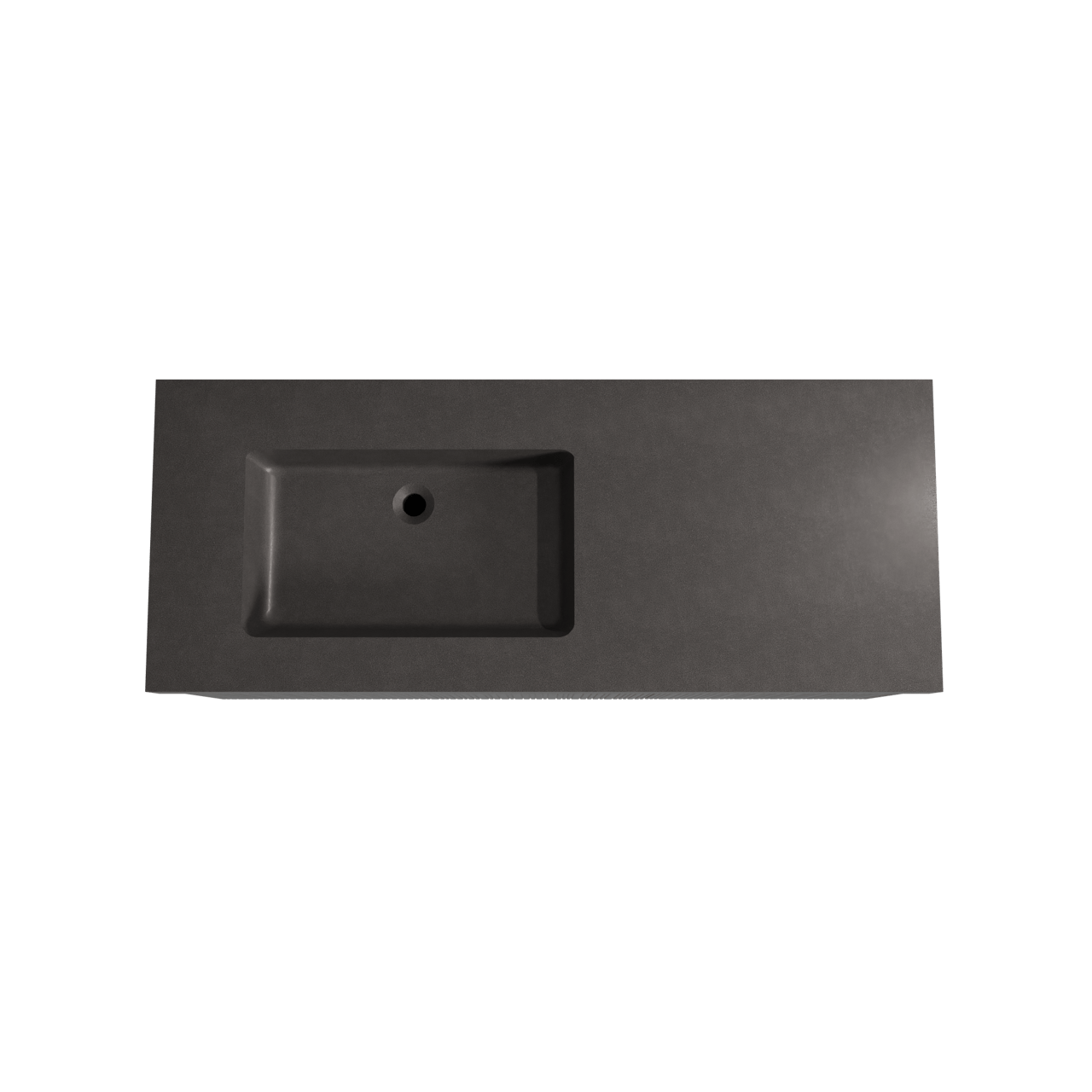 Storke Ribs zwevend badmeubel 130 x 52 cm zwart eiken met Scuro High asymmetrisch linkse wastafel in kwarts mat zwart, Verticale asymmetrische rechte ribbel