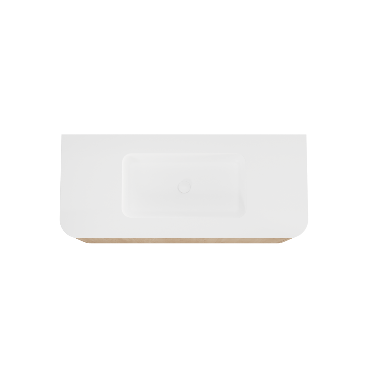 Balmani Moon hängendes Möbelstück Set: 130 x 55 cm, Naturbelassene Eiche, mit Moon Einzelwaschtisch, Solid Surface Weiß matt