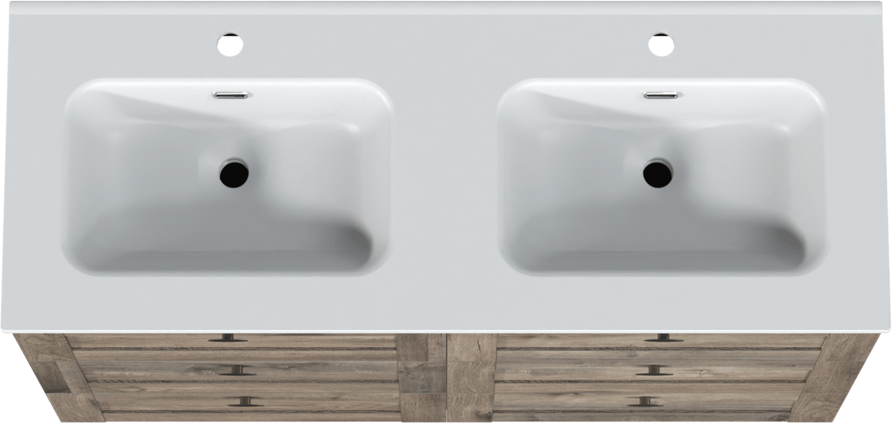 Linie Classo freistehendes Möbelstück Set: 120 x 46 cm, Graue Eiche, mit Baro Doppelwaschtisch, Porzellan Weiß matt