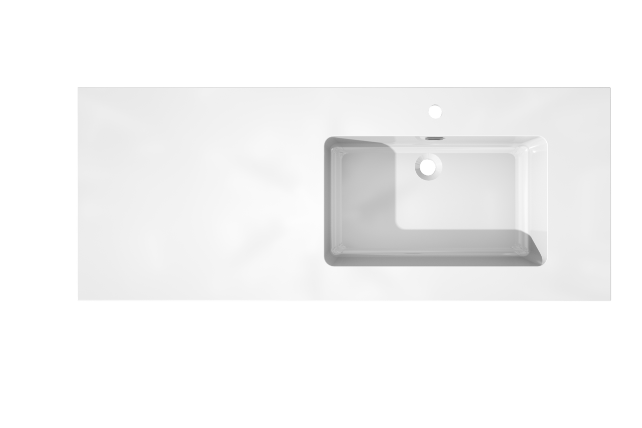 Storke Diva asymmetrisch rechtse wastafel glanzend composiet marmer 130 x 52 cm combinatie kast 45 cm