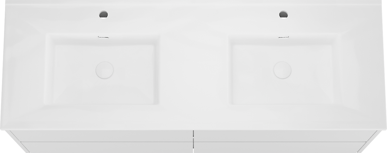 Storke Seda meuble salle de bains suspendu 150 x 52 cm blanc mat avec Kera double vasque en porcelaine blanc brillant, bondes incluses