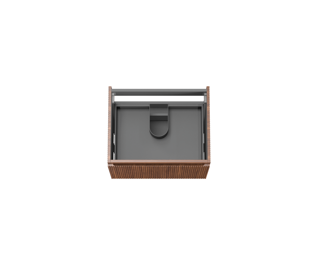 Storke Ribs zwevende wastafelonderkast 65 x 52 cm notelaar 2 lades