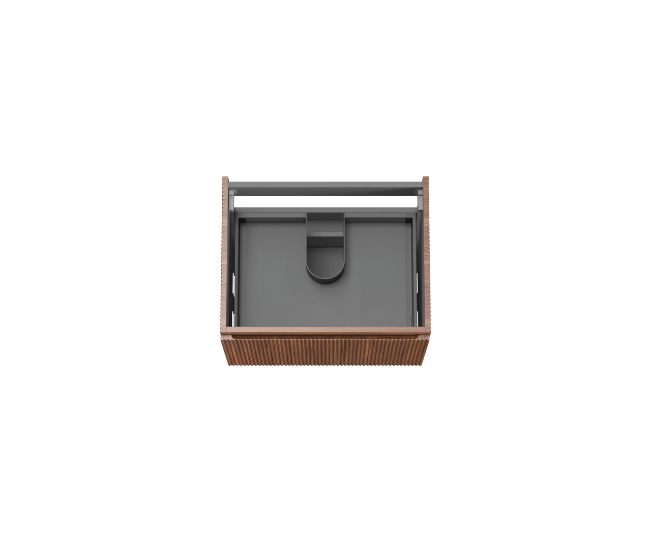 Storke Ribs zwevende wastafelonderkast 65 x 52 cm notelaar 2 lades