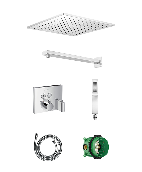 Hansgrohe Showerselect S thermostatische kraan Inbouw regendoucheset met regendouchekop 30 x 30 cm Glanzend Chroom