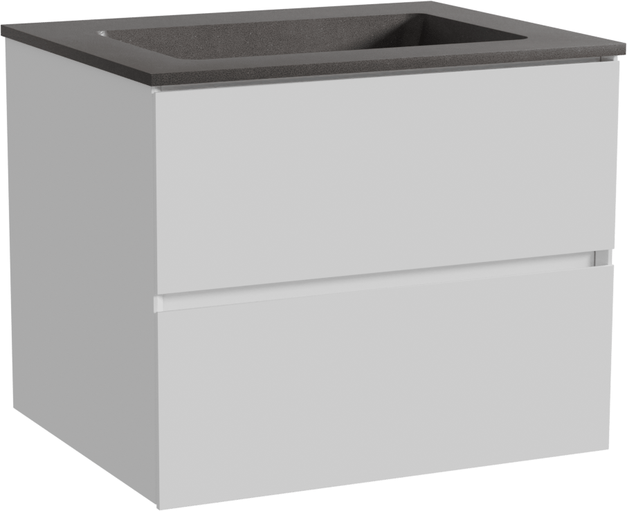 Storke Edge zwevend badmeubel 65 x 52 cm hoogglans wit met Scuro enkele wastafel in kwarts mat zwart