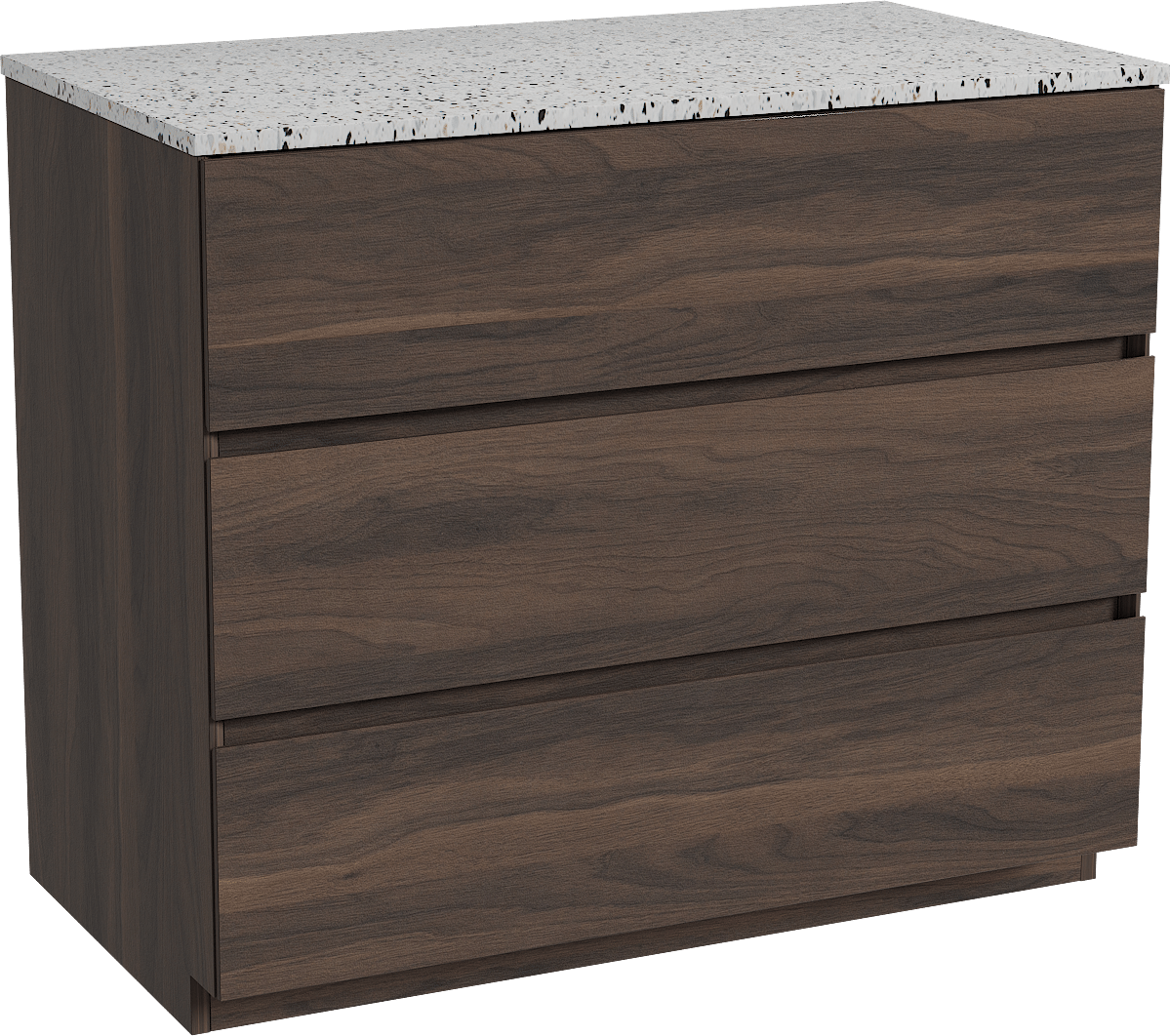 Storke Edge meuble salle de bains à poser 95 x 52 cm noyer avec Tavola tablette simple en blanc/noir mat terrazzo